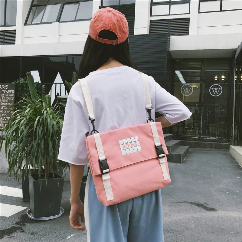 Menghuo Top Quality Women Canvas Backpack Bookbag Female Dual Purpose Shoulder Bag Daily Travel Backpacks Crossbody Bags Mochila (63)