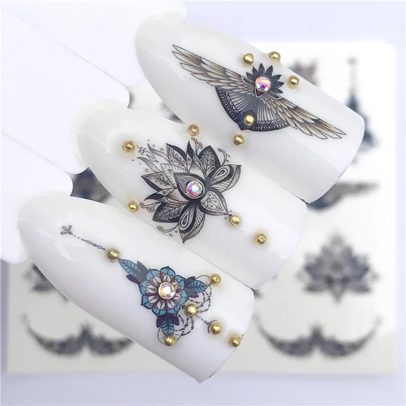 Nail sticker art decoration slider lotus flower Mandala adhesive design Water decals manicure lacquer accessoires foil polish
Nail sticker art decoration slider lotus flower Mandala adhesive design Water decals manicure lacquer accessoires foil polish