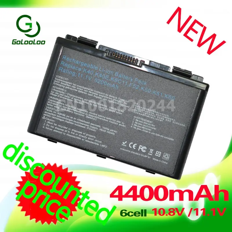 Golooloo Laptop Battery for Asus A32-f82 A32-F52 F52 k40in K50 K50iJ K51 k50AB k50ID k50iJ N82 K40 K42J K42 k50c K51 A32 F82
Golooloo Laptop Battery for Asus A32-f82 A32-F52 F52 k40in K50 K50iJ K51 k50AB k50ID k50iJ N82 K40 K42J K42 k50c K51 A32 F82