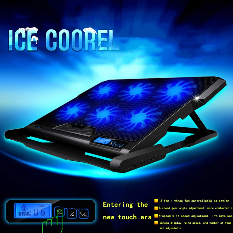 Laptop cooler six LED cooling fan dual USB silent notebook cooler touch screen to adjust the wind speed For 12-15.6 inch laptop
Laptop cooler six LED cooling fan dual USB silent notebook cooler touch screen to adjust the wind speed For 12-15.6 inch laptop