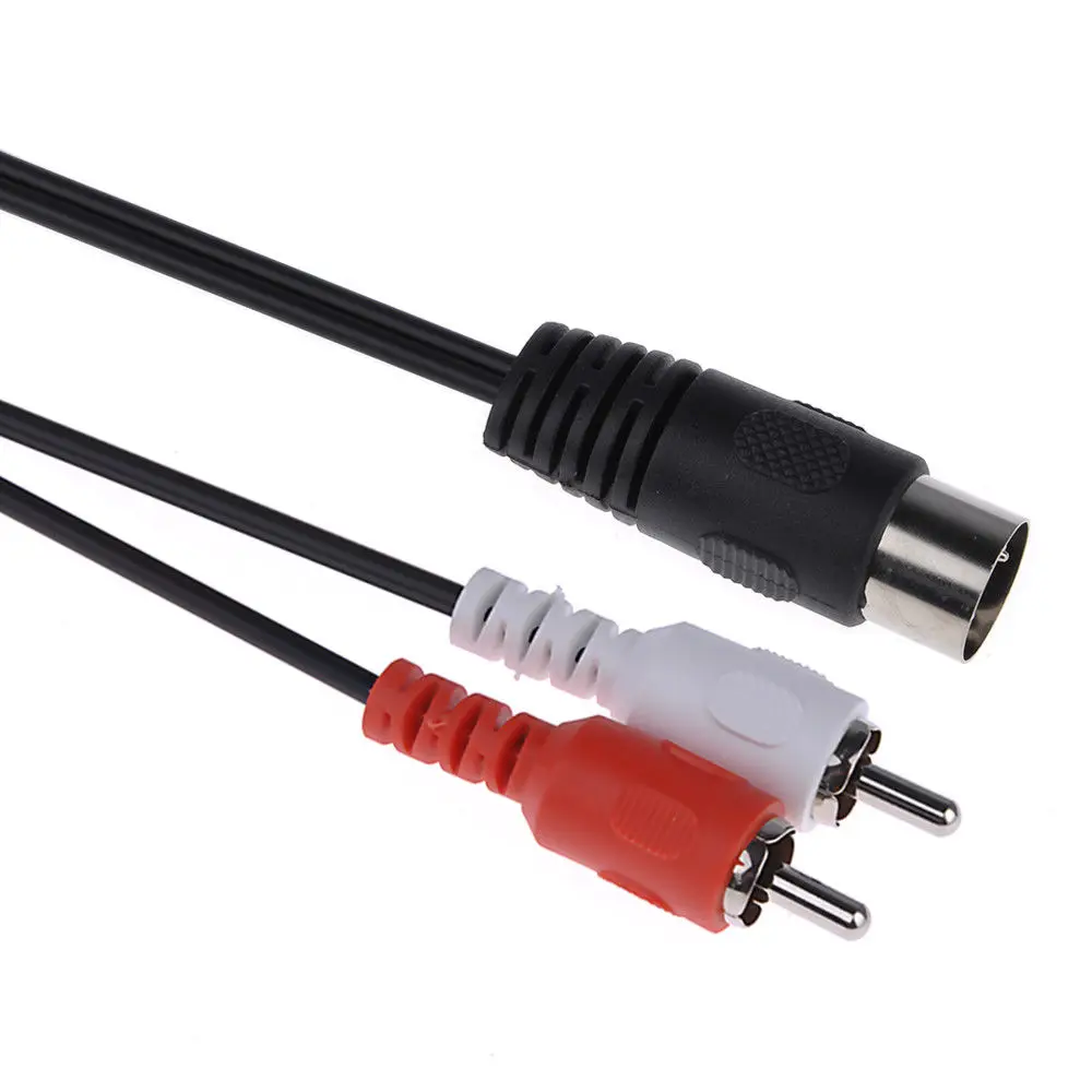 1.5m Jack Stereo Audio Extension Cable 5 Pin DIN Male to 2RCA Male Video TV A/V Lead Converter Cable Adapter