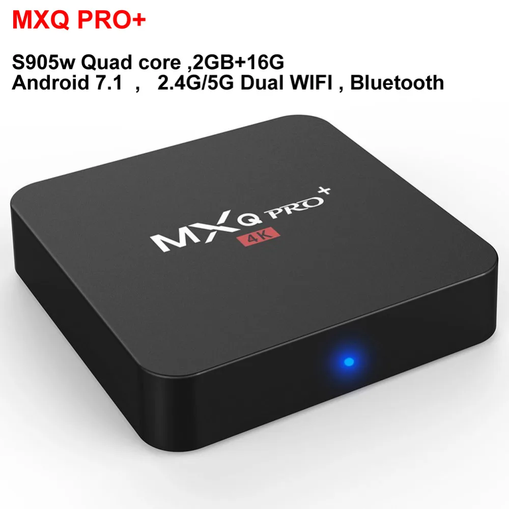 

New MXQ PRO+ Android 7.1 Smart TV BOX S905w Quad core 2G/16G Bluetooth 2.4G/5G Dual WIFI 4K H.265 Media Player IPTV Set Top Box