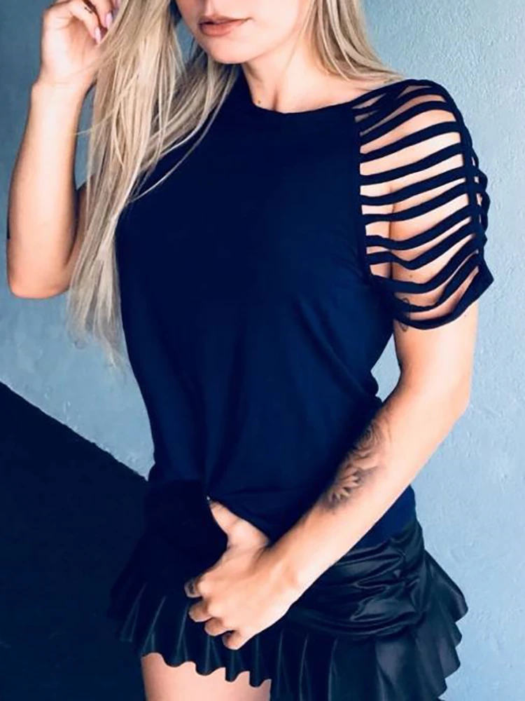 2019 Summer Women Elegant Stylish Basic Top Short Tassels Sleeve Leisure Shirt Round Neck Ladder Hollow Out Casual T-shirt
2019 Summer Women Elegant Stylish Basic Top Short Tassels Sleeve Leisure Shirt Round Neck Ladder Hollow Out Casual T-shirt