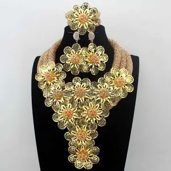New Christmas Champagne earrings African Beads Jewelry Set Flowers Chunky Statement Necklace Set for Brides Free Ship HD8700 
New Christmas Champagne earrings African Beads Jewelry Set Flowers Chunky Statement Necklace Set for Brides Free Ship HD8700
