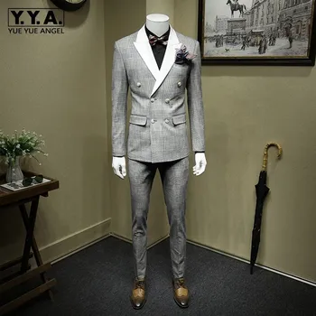 England Style White And Black Plaid Business Gentleman Blazer Suit Vintage Double Breasted Wedding Dress Smart Casual 3Pcs Sets 
England Style White And Black Plaid Business Gentleman Blazer Suit Vintage Double Breasted Wedding Dress Smart Casual 3Pcs Sets