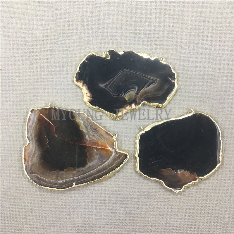 MY0642 Free Form Agates Slab Slice Pendant,Onyx Flat Pendant With Gold Color Edge and Bail Necklace Jewelry Making Findings
MY0642 Free Form Agates Slab Slice Pendant,Onyx Flat Pendant With Gold Color Edge and Bail Necklace Jewelry Making Findings