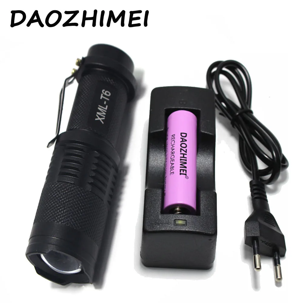 

Highlight mini led flashlight SH98 XM-L T6 2000 lm 5-Mode White Light Zooming Flashlight - Black (1 x 18650)