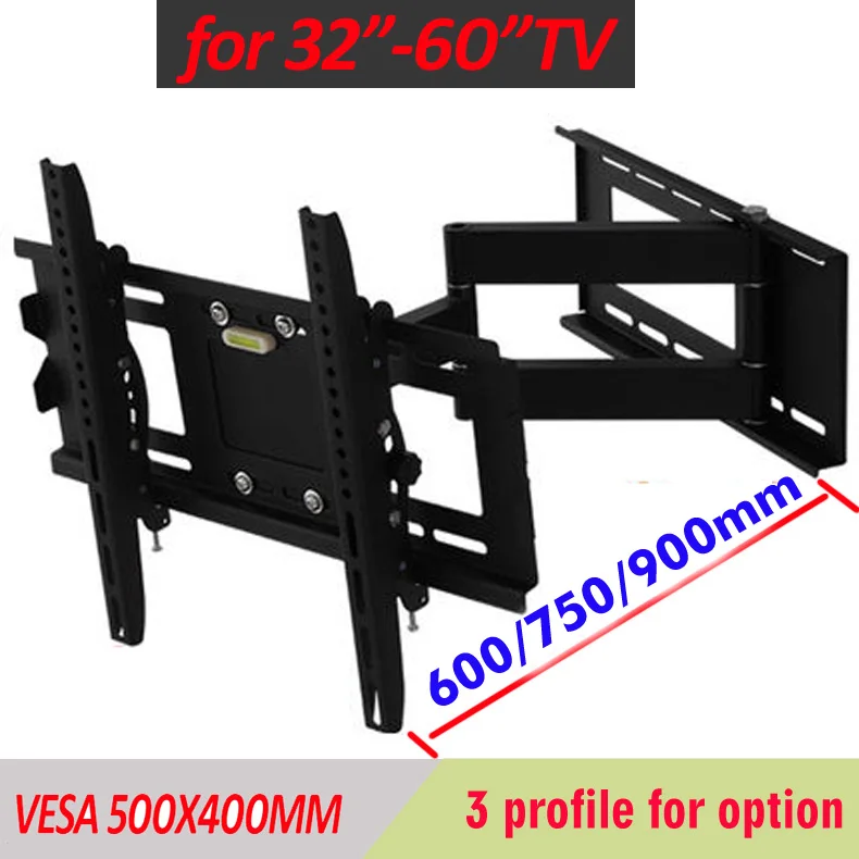 

D-MOUNT DL-WA-102CT 60kg 60" 55" 46" universal retractable swivel TILT 500x400 LCD wall VESA Holder full motion tv bracket