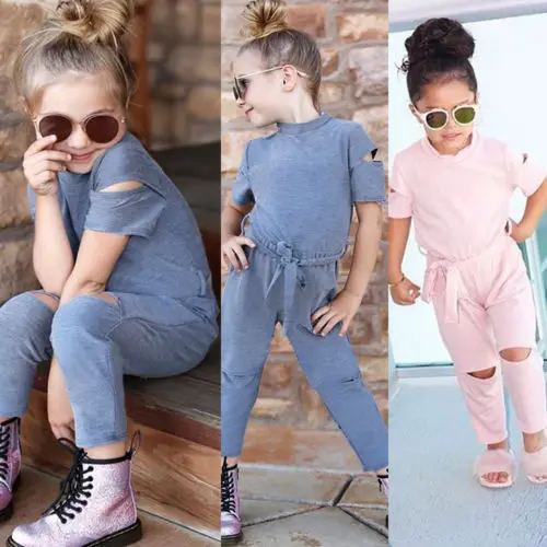 2018 Summer Toddler Kids Baby Girl Short Sleeve Hole Romper Jumpsuits Playsuit Outfits Ripped Pants Fashion Clothes 1T-6T
2018 Summer Toddler Kids Baby Girl Short Sleeve Hole Romper Jumpsuits Playsuit Outfits Ripped Pants Fashion Clothes 1T-6T