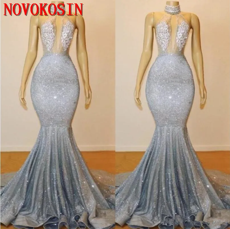 2019 Halter Silver Prom Dresses Appliqued Evening Party Wear Sequin Crystal Bead Backless Mermaid Long Prom Pageant Formal Gowns
2019 Halter Silver Prom Dresses Appliqued Evening Party Wear Sequin Crystal Bead Backless Mermaid Long Prom Pageant Formal Gowns