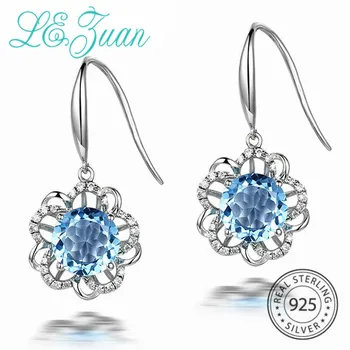 L&zuan Natural Skyblue Topaz Earrings for Women Gemstone Jewelry 925 Sterling Silver Flower Dangle Earrings White Zircon Jewelry
L&zuan Natural Skyblue Topaz Earrings for Women Gemstone Jewelry 925 Sterling Silver Flower Dangle Earrings White Zircon Jewelry