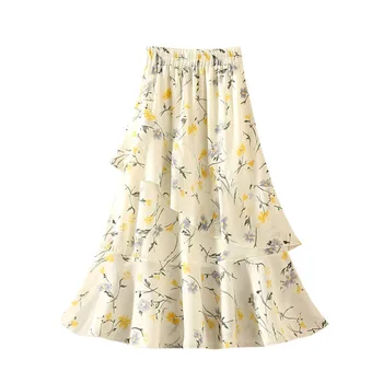 2019 Women Chiffon Skirt Summer Flower Elegant Pleated Skirt Ladies High Waist Long Asymmetrical Skirt
2019 Women Chiffon Skirt Summer Flower Elegant Pleated Skirt Ladies High Waist Long Asymmetrical Skirt