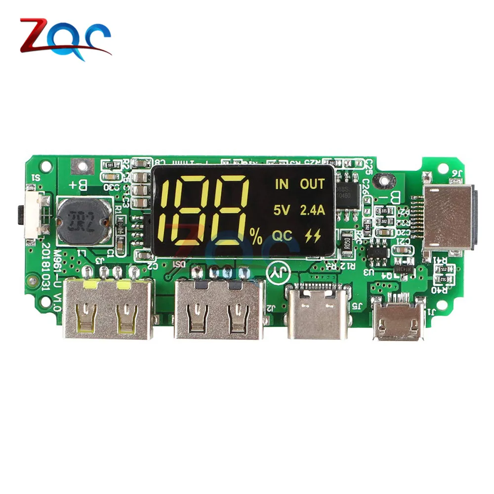 QC Fast flash LED Dual USB Micro Type C Light Power Bank 18650 lithium Charger Board Overcharge Overdischarge Circuit Protection
QC Fast flash LED Dual USB Micro Type C Light Power Bank 18650 lithium Charger Board Overcharge Overdischarge Circuit Protection