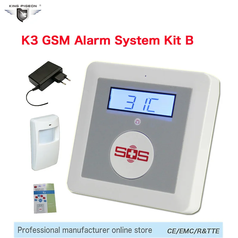 Burglar Alarm SOS Panic Button LCD Display SMS Panel IOS/Android Temperature Controller GSM Home Security Alarm System K3B
Burglar Alarm SOS Panic Button LCD Display SMS Panel IOS/Android Temperature Controller GSM Home Security Alarm System K3B