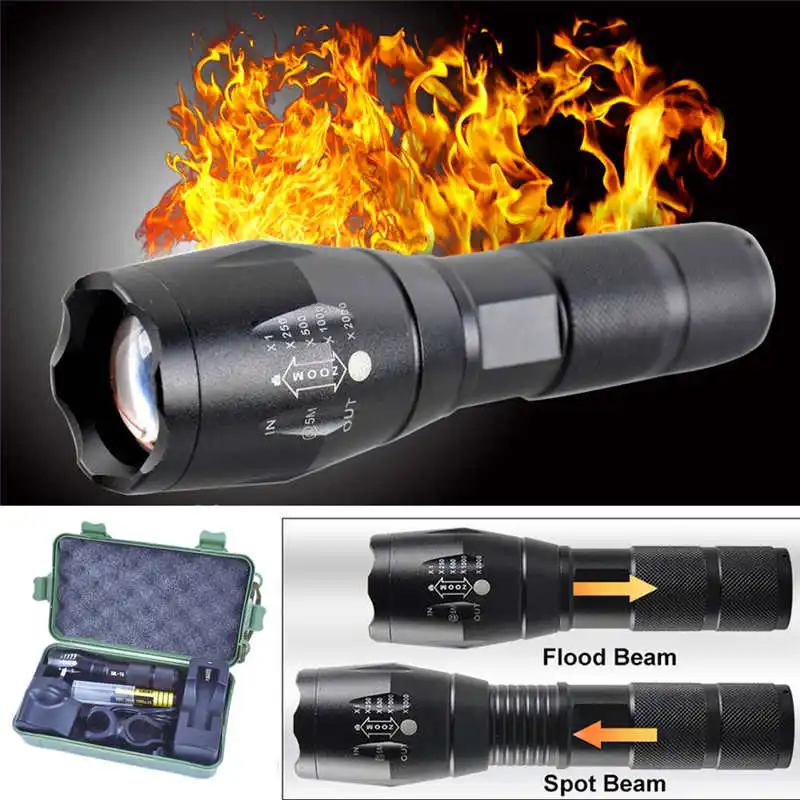 G700 X800 Tactical Zoomable XML T6 LED Military Flashlight Torch 18650 Light Lamp powerful led flashlight rechargeable #4S7 (3)