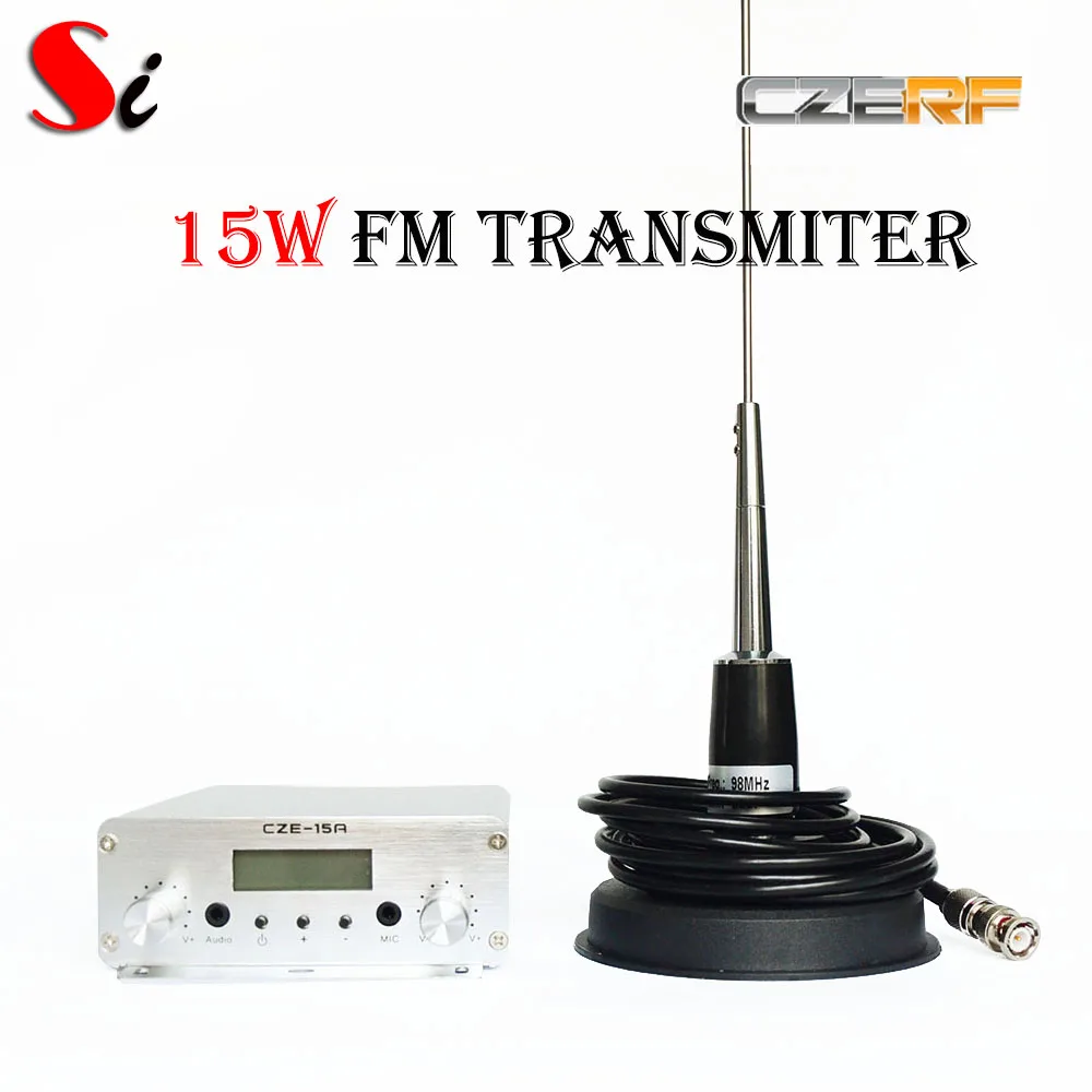 CZE-15a 15W stereo PLL FM transmitter broadcast radio station + Car antenna + Power supply + MIC Kit
CZE-15a 15W stereo PLL FM transmitter broadcast radio station + Car antenna + Power supply + MIC Kit