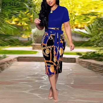 Opslea African Women Short Sleeve Tight Dress 2019 Ethnic Print Patchwork Dress Dashiki African Fashion Casual Slim Fit Clothing
Opslea African Women Short Sleeve Tight Dress 2019 Ethnic Print Patchwork Dress Dashiki African Fashion Casual Slim Fit Clothing