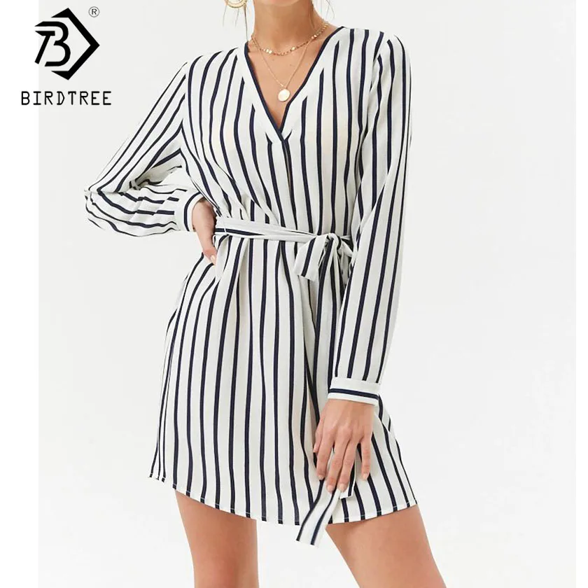 Spring Women Striped Sexy V Neck Dress Long Sleeve Elegance High Waist Sashes Office Lady Short Dress Fashion New Hots D91111I
Spring Women Striped Sexy V Neck Dress Long Sleeve Elegance High Waist Sashes Office Lady Short Dress Fashion New Hots D91111I