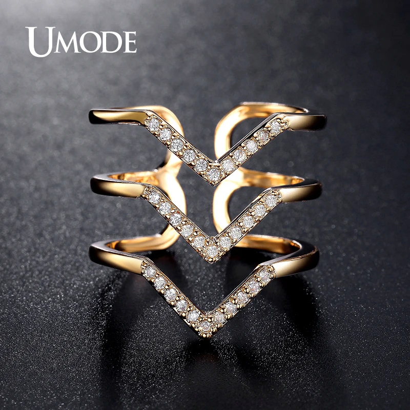 UMODE Latest Chevron Design Resized Ring Micro CZ Pave Rings Gold Color Jewelry for Women Anillos Bague Femme UR0360A
UMODE Latest Chevron Design Resized Ring Micro CZ Pave Rings Gold Color Jewelry for Women Anillos Bague Femme UR0360A