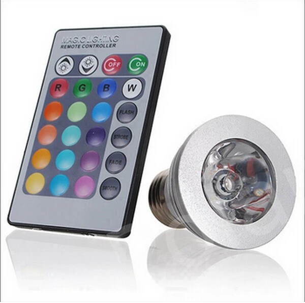 LED 16 цветов RGB прожектор E27/GU10 AC: 86-265 в MR16 DC: 12 В цветная лампа 3 Вт освещение + 24 ключа