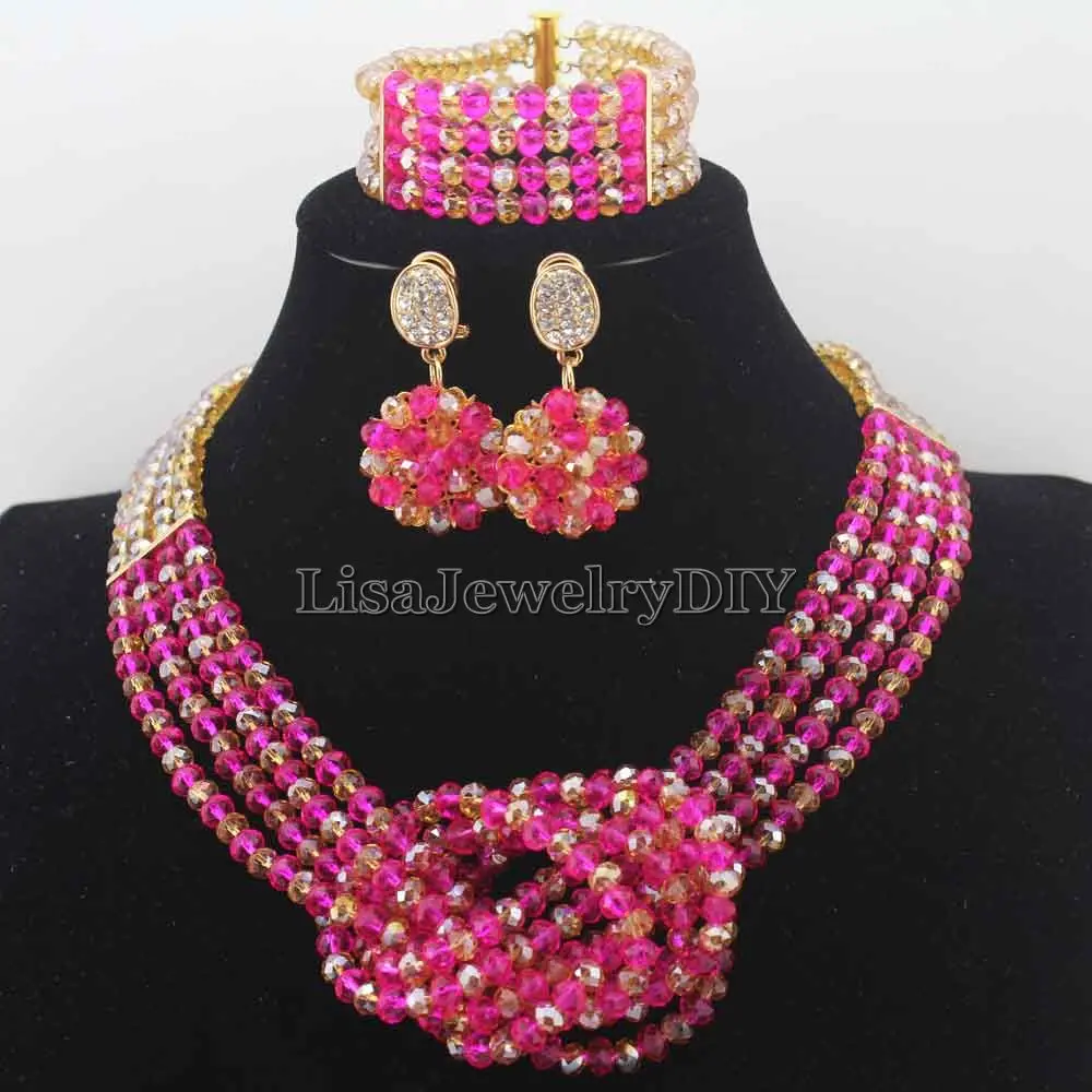 Fashion New African Fuschia PinkChampagne Beads Jewelry Sets Nigerian Wedding African Crystal Beads Jewelry Set HD8288
Fashion New African Fuschia PinkChampagne Beads Jewelry Sets Nigerian Wedding African Crystal Beads Jewelry Set HD8288