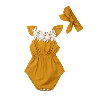 Newborn Kids Baby Girls Romper Ruffled Fly Sleeve One-pieces Lace Jumpsuit with Headband Summer Outfit Clothes Yellow
Newborn Kids Baby Girls Romper Ruffled Fly Sleeve One-pieces Lace Jumpsuit with Headband Summer Outfit Clothes Yellow