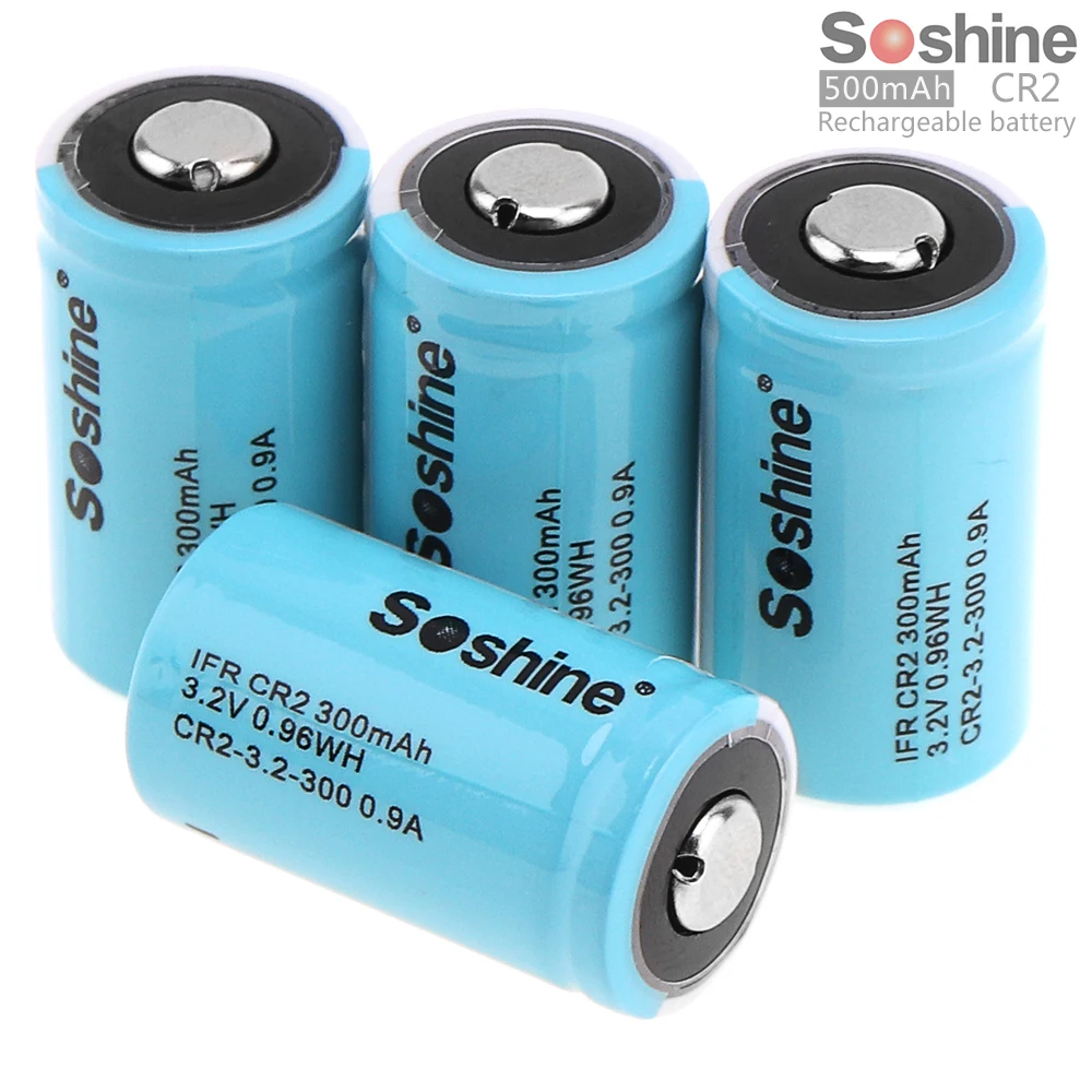 

Soshine 4pcs IFR CR2 3.2V 300mAh LiFePO4 Rechargable Battery for Flashlight / Headlamp / Camera + Battery Storage Box