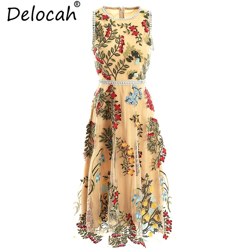 Delocah Women Summer Dresses Runway Fashion Sleeveless Hollow Out Flower Embroidery Mesh Overlay Vintage Ladies Midi Dresses
Delocah Women Summer Dresses Runway Fashion Sleeveless Hollow Out Flower Embroidery Mesh Overlay Vintage Ladies Midi Dresses