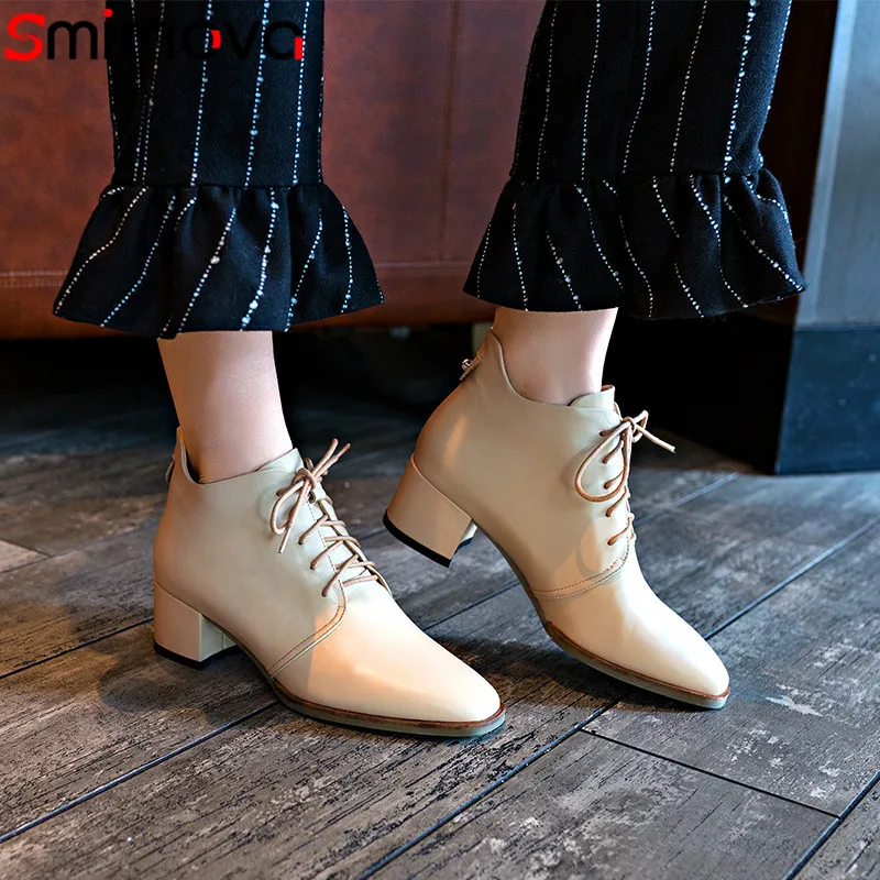Smirnova 2020 new genuine leather boots square toe lace up autumn winter boots aquare high heels shoes ankle boots for women
Smirnova 2020 new genuine leather boots square toe lace up autumn winter boots aquare high heels shoes ankle boots for women