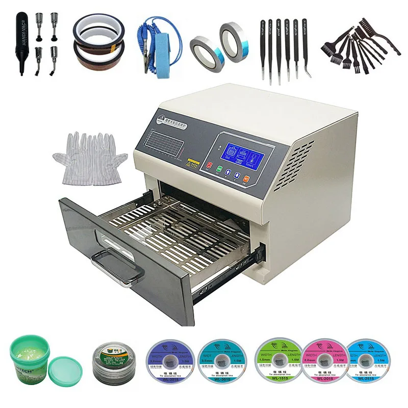 31pcs 300*250mm Heating Area 962A Digital Programmable Reflow Oven BGA Rework Soldering Station Kit IC Heater
31pcs 300*250mm Heating Area 962A Digital Programmable Reflow Oven BGA Rework Soldering Station Kit IC Heater