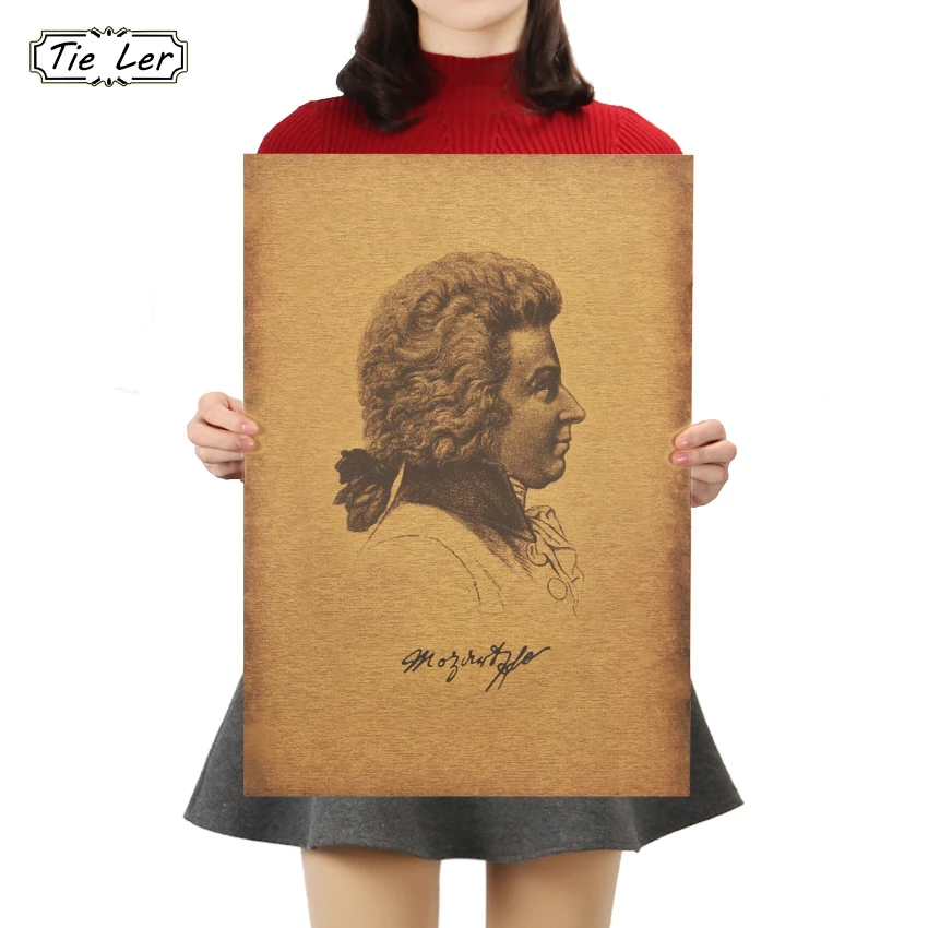 TIE LER знаменитый Музыкант Моцарт постер из крафт бумаги Ретро Бар Кафе домашняя