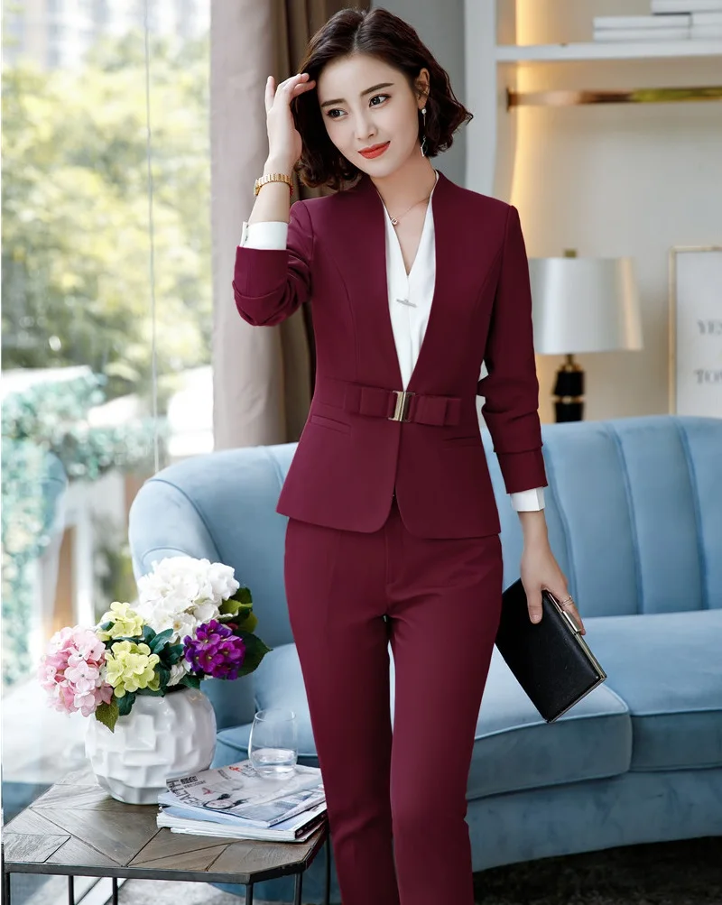 Elegant Wine Formal Business Suits Blazers With Tops and Pants Uniform Designs Pantsuits For Ladies Office Pants Sets New Styles
Elegant Wine Formal Business Suits Blazers With Tops and Pants Uniform Designs Pantsuits For Ladies Office Pants Sets New Styles