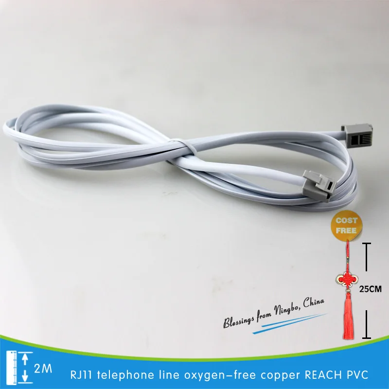 2 м телефонный кабель RJ11 6P2C телефон 26AWG бескислородная медная проволока REACH/ROHS