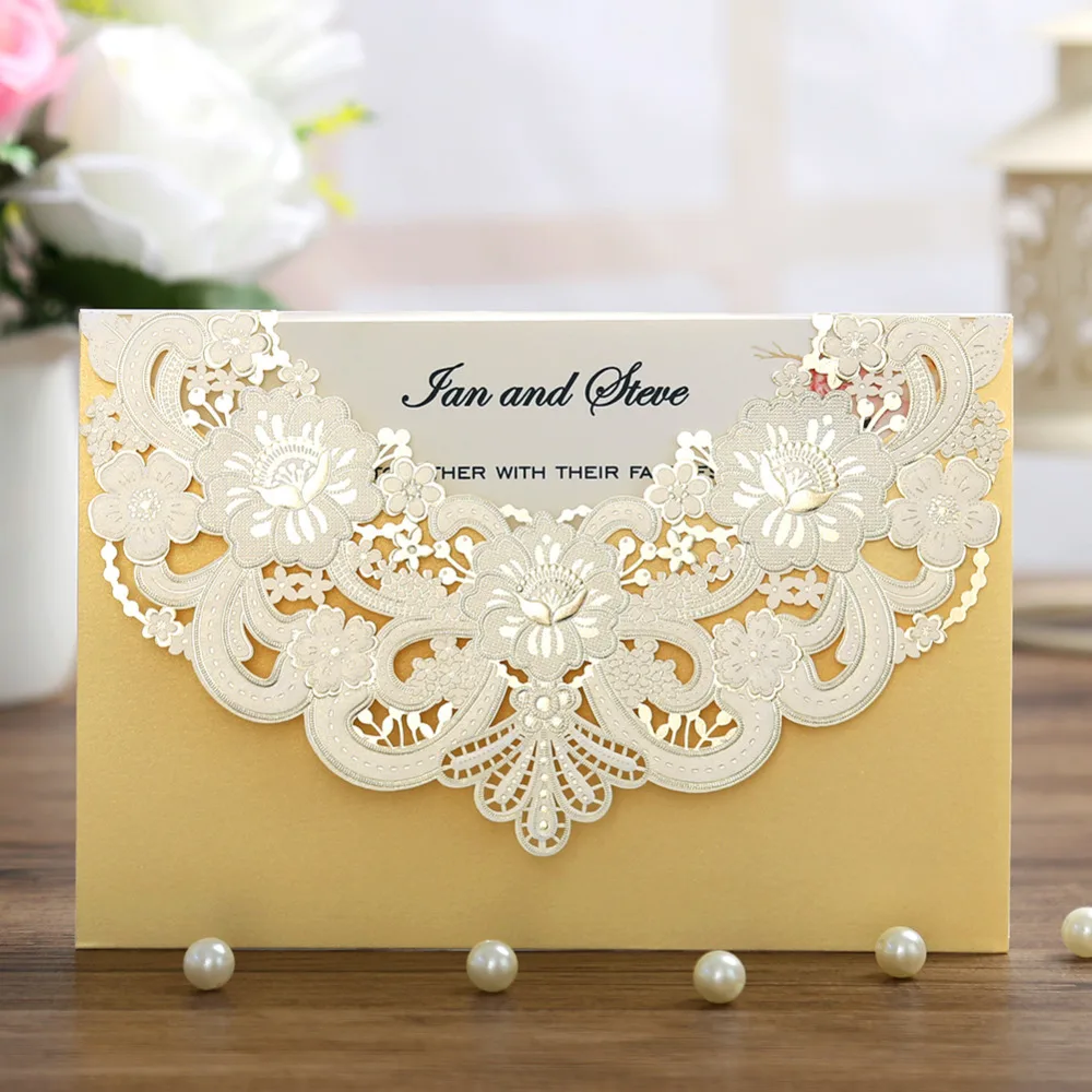 100pcs New Arrival Horizontal Laser Cut Invitation with Gold Hollow Flora Favors,Laurel, Customizable,
100pcs New Arrival Horizontal Laser Cut Invitation with Gold Hollow Flora Favors,Laurel, Customizable,