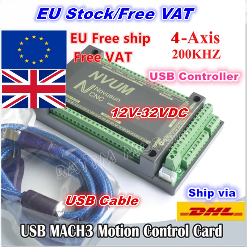[ЕС доставки НДС] 4 оси USB Mach3 200 кГц NVUM ЧПУ Управление Движения карты для шаговый