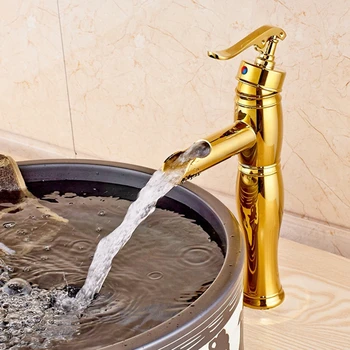 Golden Brass Waterfall Bathroom Basin Faucet Deck Mount Mixer Tap Countertop Tap
Golden Brass Waterfall Bathroom Basin Faucet Deck Mount Mixer Tap Countertop Tap