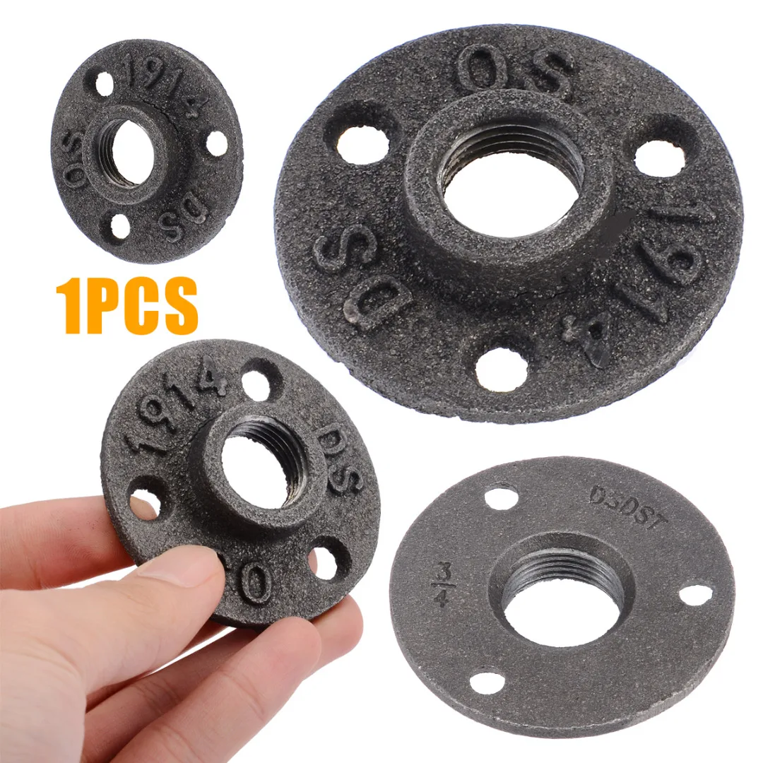 3 Hole Thread BSP Malleable Iron Pipe Fittings Wall Mount Floor Flange Pipe Fittings Hardware Tools 1/2 Inch 3/4 Inch