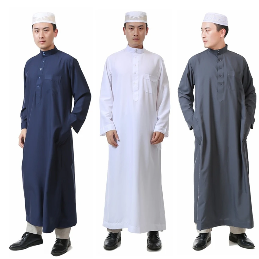 

8 Color Islamic Clothing for Men Jubba Thobe Muslim Abaya Dubai Kaftan Prayer Robes Arab Eid Costume Man Muslim Clothes abaya