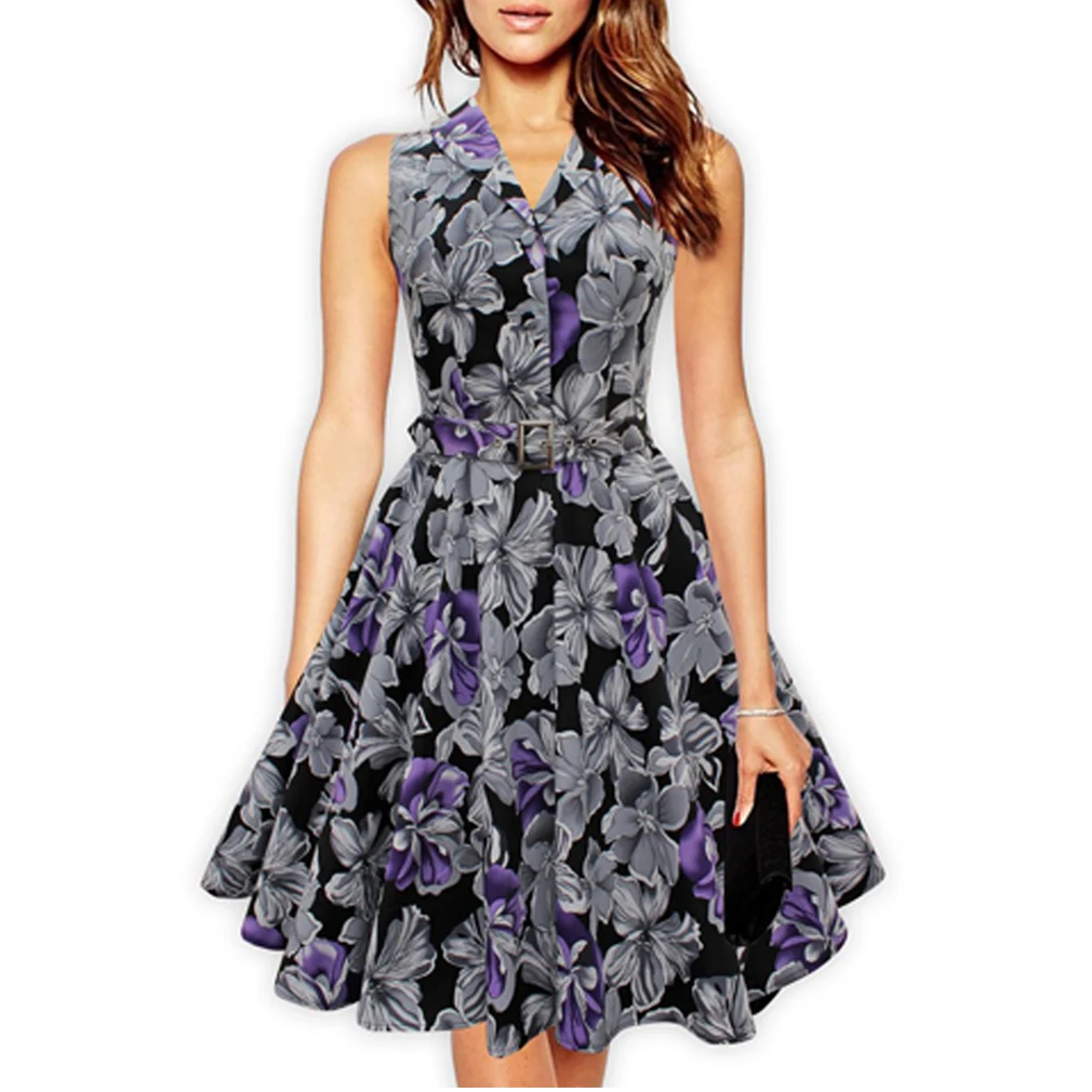 Women'S 50s 60s Retro Vintage Dress Rose Floral Print Rockabilly Swing Feminine Vestidos Party Audrey Dress With Belt
Women'S 50s 60s Retro Vintage Dress Rose Floral Print Rockabilly Swing Feminine Vestidos Party Audrey Dress With Belt