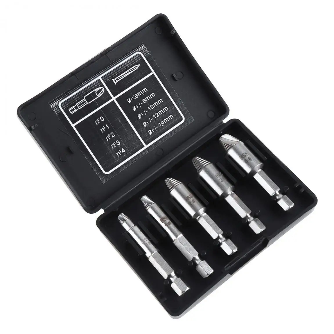 5pcs Screw Extractor HSS Silver Strip Breakage Bolt Extractor Broken Damaged Bolt Remover with Threaded Type Screw Tool for Home
5pcs Screw Extractor HSS Silver Strip Breakage Bolt Extractor Broken Damaged Bolt Remover with Threaded Type Screw Tool for Home