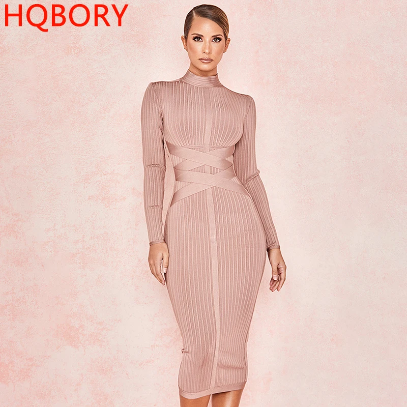 Long Sleeve Cross Strap Ribbed Nude Christmas 2019 Women's New Fashion Sexy Bodycon Pattern Winter Knee-Length Bandage Dress
Long Sleeve Cross Strap Ribbed Nude Christmas 2019 Women's New Fashion Sexy Bodycon Pattern Winter Knee-Length Bandage Dress