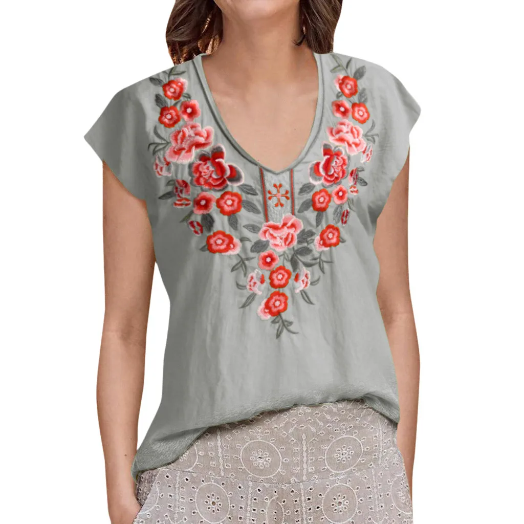 Women Floral Embroidery Short Sleeve V Neck T-shirt Ladies Girls Casual Shirt Tops Summer Tees Camisetas Mujer Manga Corta 2#
Women Floral Embroidery Short Sleeve V Neck T-shirt Ladies Girls Casual Shirt Tops Summer Tees Camisetas Mujer Manga Corta 2#