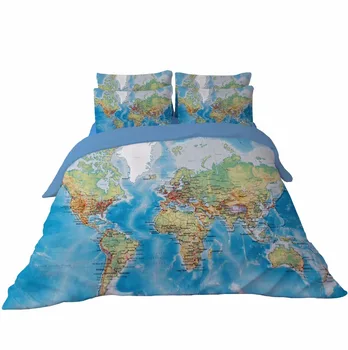 World Map Bedding Set Vivid Printed Blue Duvet Cover with Pillowcase Polyester Home Textiles Twin Queen King Size 3pcs for Kids
World Map Bedding Set Vivid Printed Blue Duvet Cover with Pillowcase Polyester Home Textiles Twin Queen King Size 3pcs for Kids