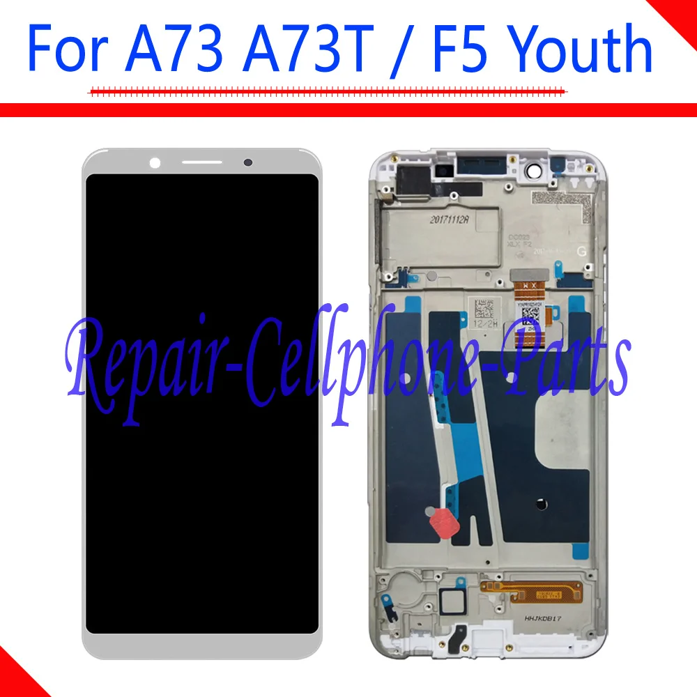 Black / White 6.0 inch Full LCD DIsplay +Touch Screen Digitizer Assembly With Frame Replacement For OPPO A73 A73T / F5 Youth