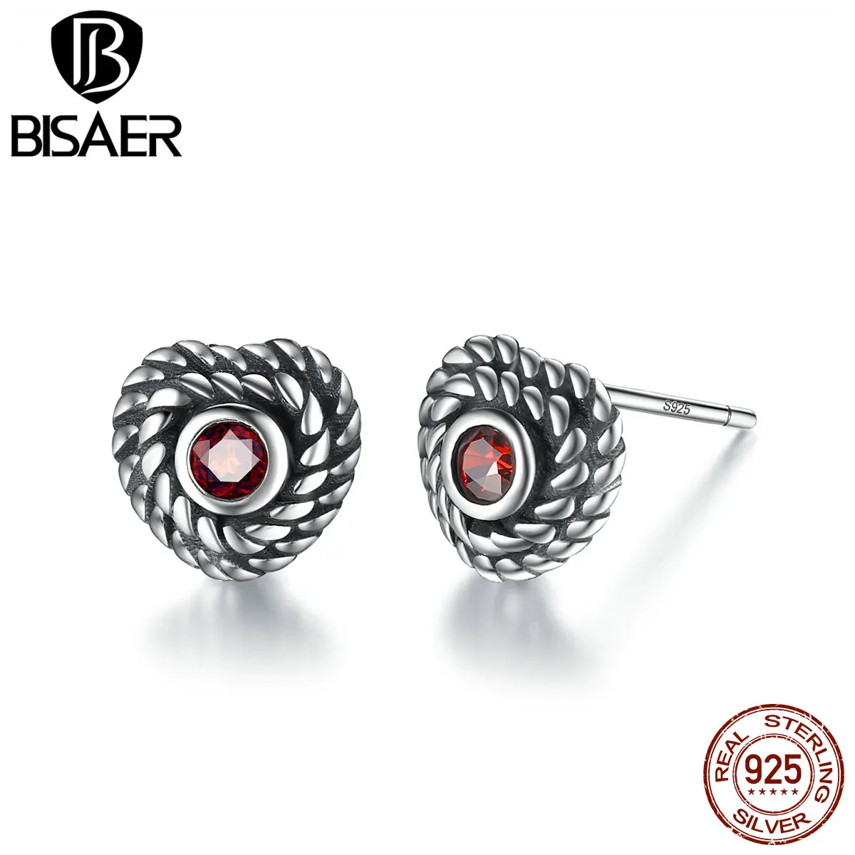 BISAER Vintage 925 Sterling Silver Heart Stud Earrings For Women Authentic Fashion Beautiful Jewelry Gift HUE005
BISAER Vintage 925 Sterling Silver Heart Stud Earrings For Women Authentic Fashion Beautiful Jewelry Gift HUE005