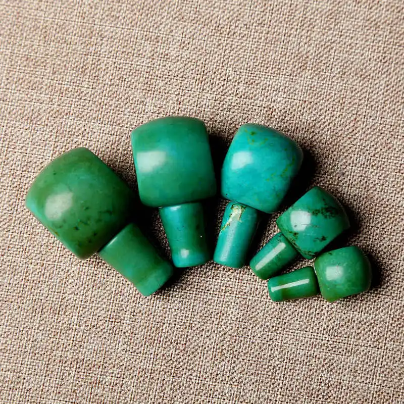 BRO553 Tibetan Guru Beads Enhanced Green Turquoises 3-way Bead and Stupa set
