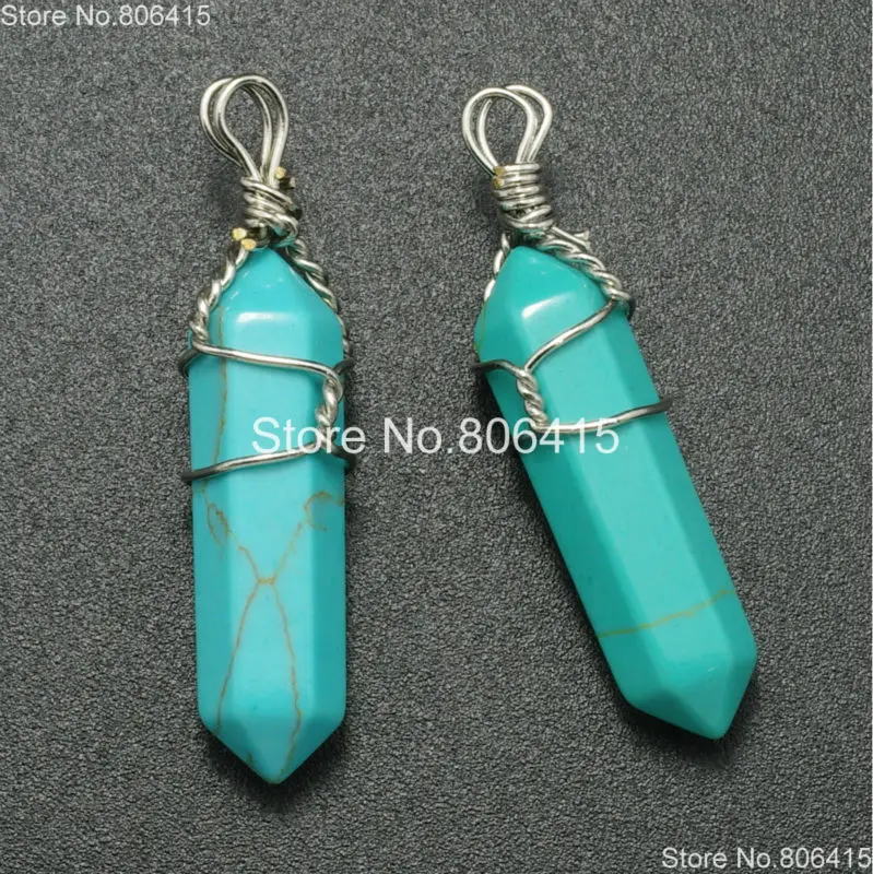 Natural Turquo-ise Gems Stones Wire Warp Hexagonal Pointed Healing Reiki Chakra Pendant Necklaces Earrings Beads 10Pcs/Pack
Natural Turquo-ise Gems Stones Wire Warp Hexagonal Pointed Healing Reiki Chakra Pendant Necklaces Earrings Beads 10Pcs/Pack