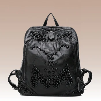 NEW European and American Style Women Sheepskin Genuine Leather Patchwork Rivet Backpacks Black Top Grade HD713
NEW European and American Style Women Sheepskin Genuine Leather Patchwork Rivet Backpacks Black Top Grade HD713