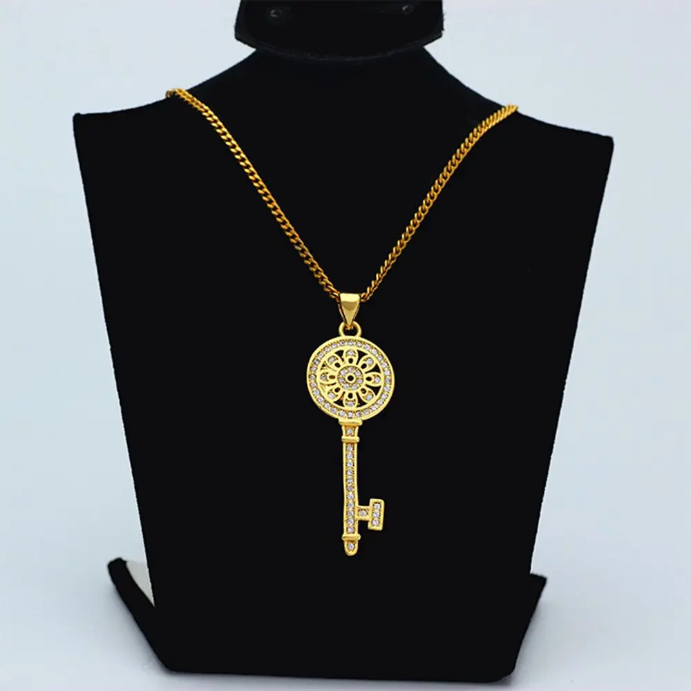 Charm Key Pendant Chain Yellow Gold Filled Womens Pendant Necklace Paved AAA+ Zirconia
Charm Key Pendant Chain Yellow Gold Filled Womens Pendant Necklace Paved AAA+ Zirconia