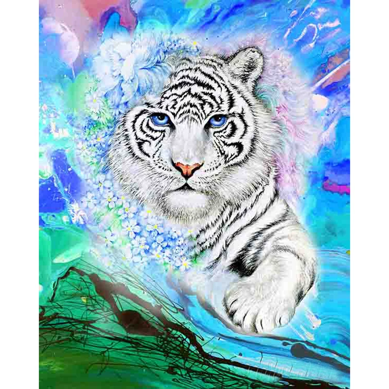 5D DIY Full Square drill Diamond Painting Cross Stitch White tiger Rhinestone Embroidery Mosaic home decor gift | Дом и сад